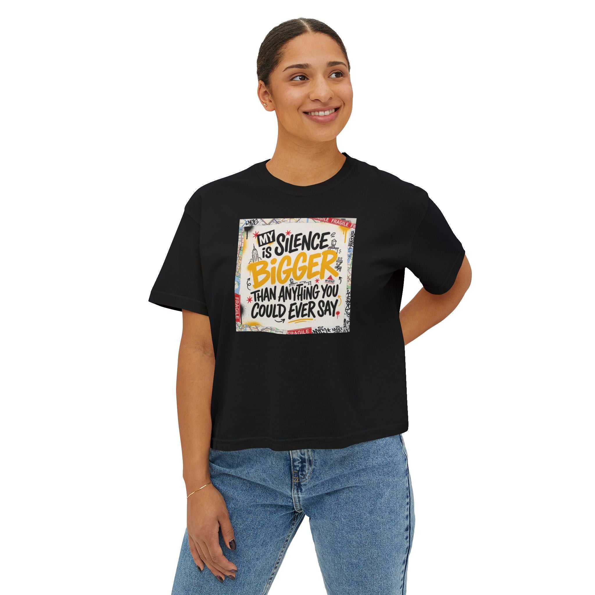 My Silence Is Bigger... Women's Boxy Tee w/ MM Signature