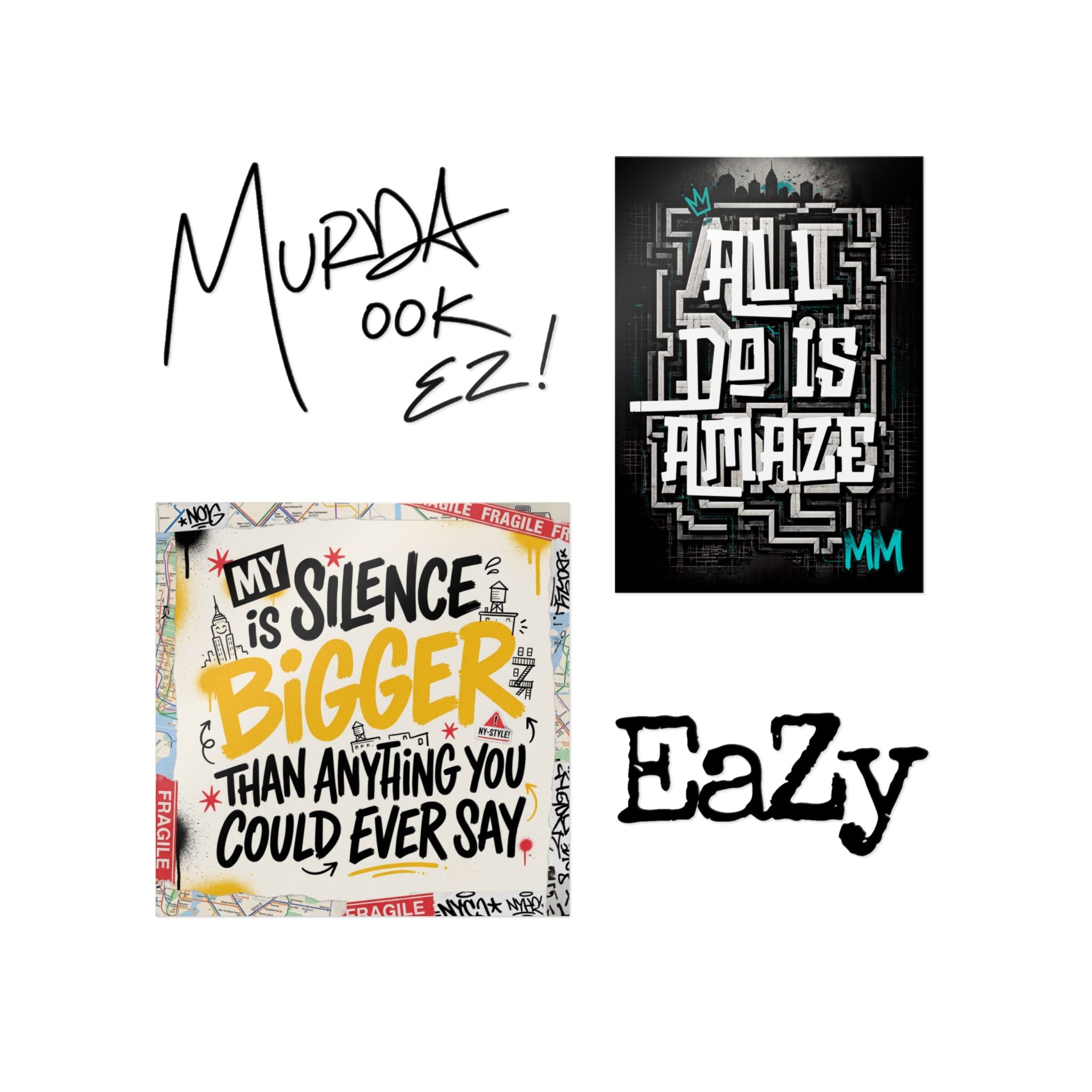 Die-Cut Sticker Pack — My Silence Is Bigger, All I Do Is Amaze, MM Signature, EaZy